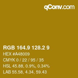 カラーコード: RGB 164.9 128.2 9 | qconv.com