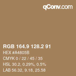 Farbcode: RGB 164.9 128.2 91 | qconv.com