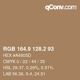 Color code: RGB 164.9 128.2 93 | qconv.com