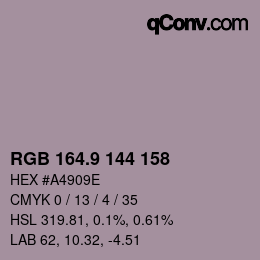 カラーコード: RGB 164.9 144 158 | qconv.com