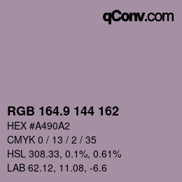 Farbcode: RGB 164.9 144 162 | qconv.com