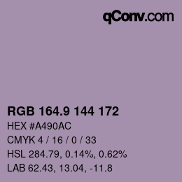 Color code: RGB 164.9 144 172 | qconv.com