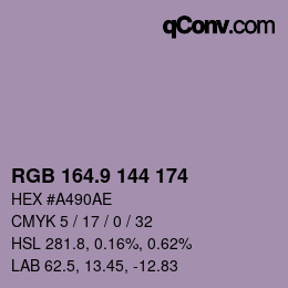 Color code: RGB 164.9 144 174 | qconv.com