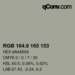 カラーコード: RGB 164.9 165 153 | qconv.com