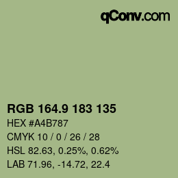 カラーコード: RGB 164.9 183 135 | qconv.com