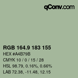 カラーコード: RGB 164.9 183 155 | qconv.com