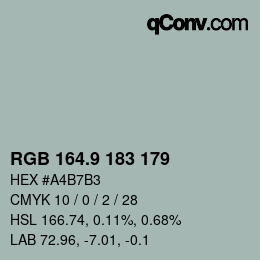 Color code: RGB 164.9 183 179 | qconv.com