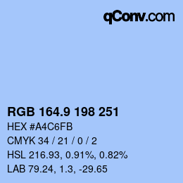 カラーコード: RGB 164.9 198 251 | qconv.com