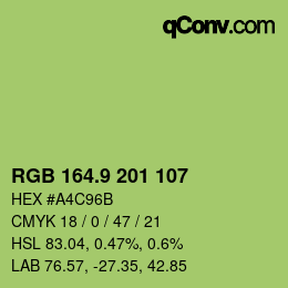 カラーコード: RGB 164.9 201 107 | qconv.com