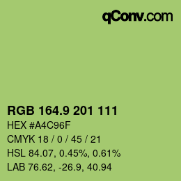 カラーコード: RGB 164.9 201 111 | qconv.com