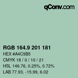 カラーコード: RGB 164.9 201 181 | qconv.com