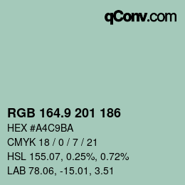 Farbcode: RGB 164.9 201 186 | qconv.com