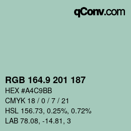カラーコード: RGB 164.9 201 187 | qconv.com