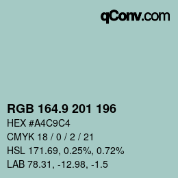 カラーコード: RGB 164.9 201 196 | qconv.com