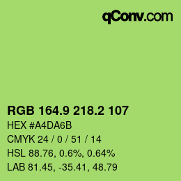 カラーコード: RGB 164.9 218.2 107 | qconv.com