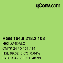 カラーコード: RGB 164.9 218.2 108 | qconv.com