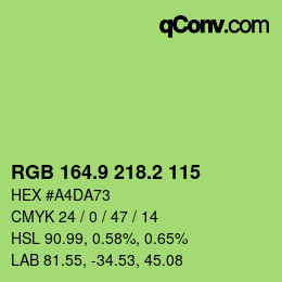 カラーコード: RGB 164.9 218.2 115 | qconv.com