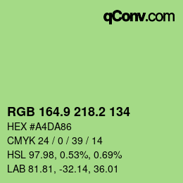 カラーコード: RGB 164.9 218.2 134 | qconv.com