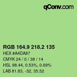 カラーコード: RGB 164.9 218.2 135 | qconv.com