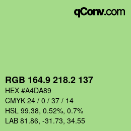 カラーコード: RGB 164.9 218.2 137 | qconv.com