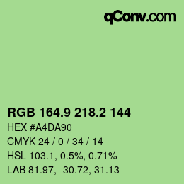 カラーコード: RGB 164.9 218.2 144 | qconv.com