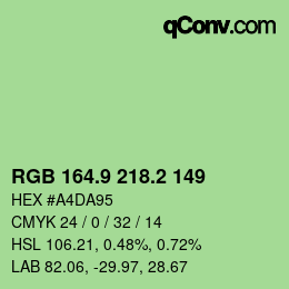 カラーコード: RGB 164.9 218.2 149 | qconv.com