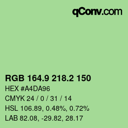 カラーコード: RGB 164.9 218.2 150 | qconv.com
