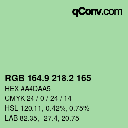 カラーコード: RGB 164.9 218.2 165 | qconv.com