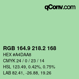 カラーコード: RGB 164.9 218.2 168 | qconv.com