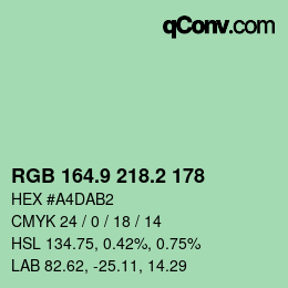 カラーコード: RGB 164.9 218.2 178 | qconv.com