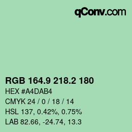 カラーコード: RGB 164.9 218.2 180 | qconv.com