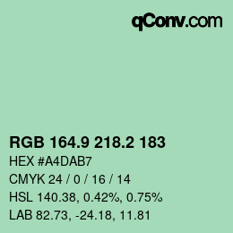 カラーコード: RGB 164.9 218.2 183 | qconv.com