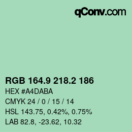 Farbcode: RGB 164.9 218.2 186 | qconv.com