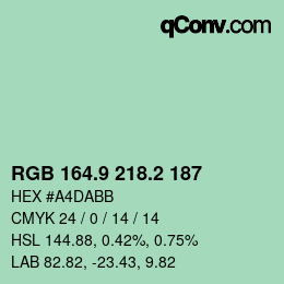 Code couleur: RGB 164.9 218.2 187 | qconv.com