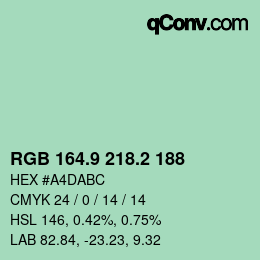 カラーコード: RGB 164.9 218.2 188 | qconv.com