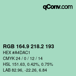 カラーコード: RGB 164.9 218.2 193 | qconv.com