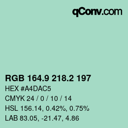 Farbcode: RGB 164.9 218.2 197 | qconv.com