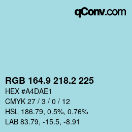 Farbcode: RGB 164.9 218.2 225 | qconv.com