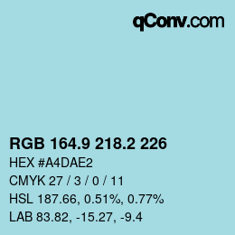 Color code: RGB 164.9 218.2 226 | qconv.com