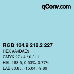 Color code: RGB 164.9 218.2 227 | qconv.com