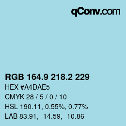 Color code: RGB 164.9 218.2 229 | qconv.com