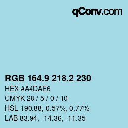 Color code: RGB 164.9 218.2 230 | qconv.com