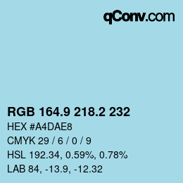 Código de color: RGB 164.9 218.2 232 | qconv.com
