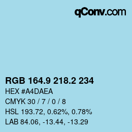 Color code: RGB 164.9 218.2 234 | qconv.com