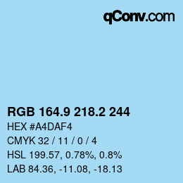 Farbcode: RGB 164.9 218.2 244 | qconv.com
