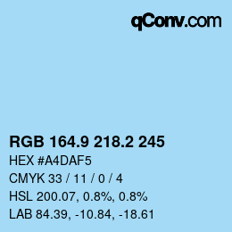 Color code: RGB 164.9 218.2 245 | qconv.com