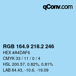 Código de color: RGB 164.9 218.2 246 | qconv.com