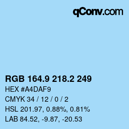 Color code: RGB 164.9 218.2 249 | qconv.com