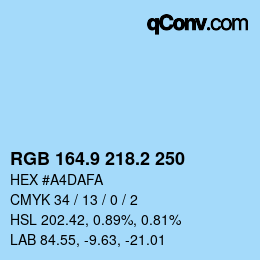 Color code: RGB 164.9 218.2 250 | qconv.com