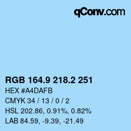 Color code: RGB 164.9 218.2 251 | qconv.com